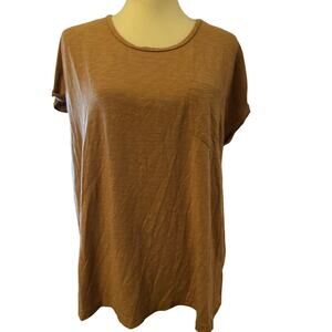 Sigrid Olsen Relaxed Pocket Tee, Copper Brown, Size XL